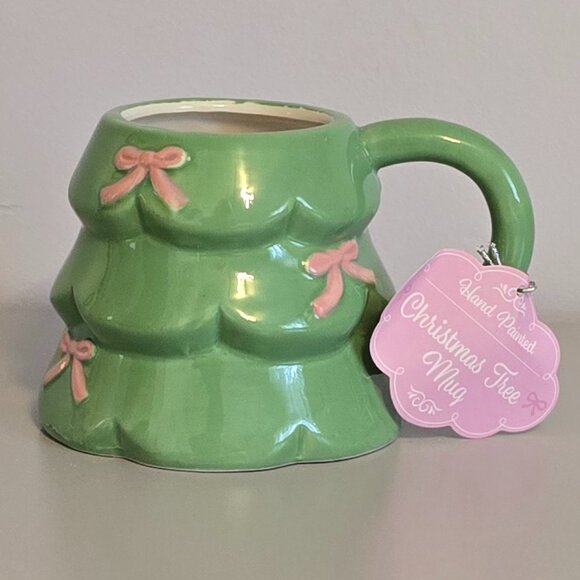 NWT Pink Bow Christmas Tree Mug - Picture 1 of 3